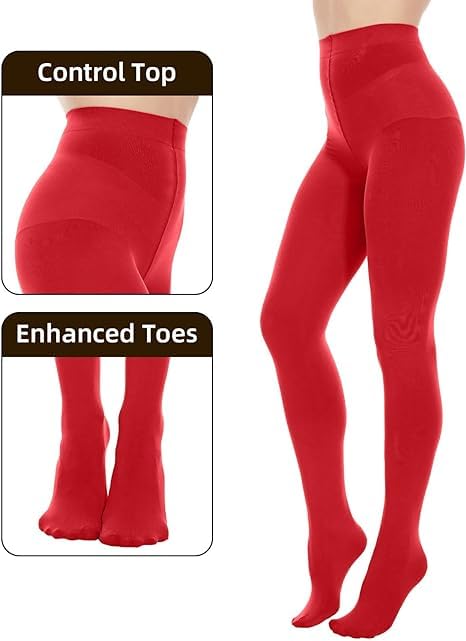 Klassik Since 1993 | Opaque Soft Stockings for Women & Girls |Poly Cotton High Waisted Thigh | Stretch, Breathable & Comfortable for Everyday Wear | Perfect Pair with Shorts, Dresses & Shirts -Red-S - Image 5