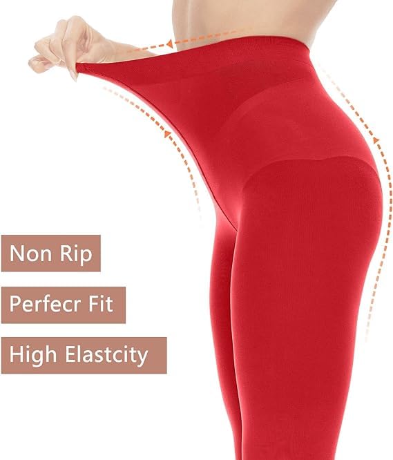 Klassik Since 1993 | Opaque Soft Stockings for Women & Girls |Poly Cotton High Waisted Thigh | Stretch, Breathable & Comfortable for Everyday Wear | Perfect Pair with Shorts, Dresses & Shirts -Red-S - Image 4