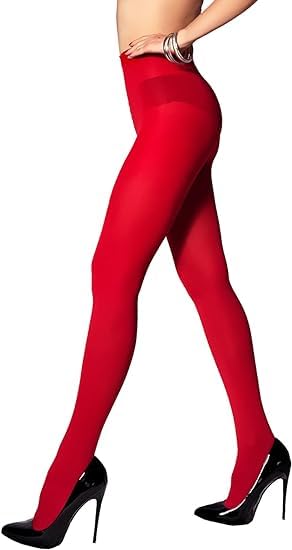 Klassik Since 1993 | Opaque Soft Stockings for Women & Girls |Poly Cotton High Waisted Thigh | Stretch, Breathable & Comfortable for Everyday Wear | Perfect Pair with Shorts, Dresses & Shirts -Red-S - Image 1
