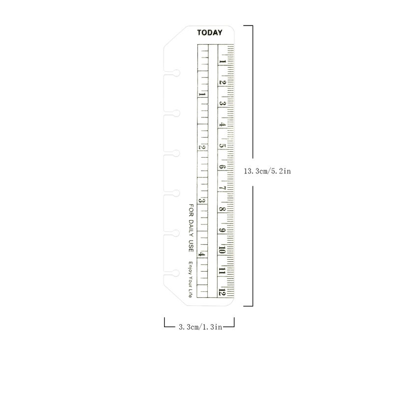 Zelten 2 Pack A7 6 Holes Binder Ruler Plastic Binder Ruler Waterproof 6 Holes Divider for Personal Organiser (Ruler, A7) - Image 2