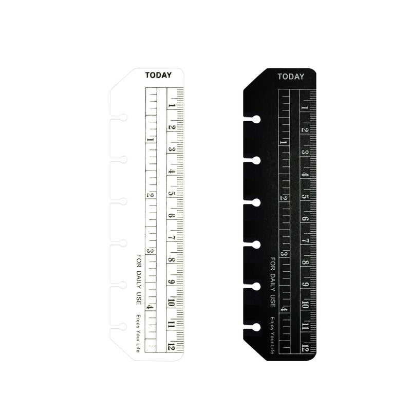 Zelten 2 Pack A7 6 Holes Binder Ruler Plastic Binder Ruler Waterproof 6 Holes Divider for Personal Organiser (Ruler, A7) - Image 1