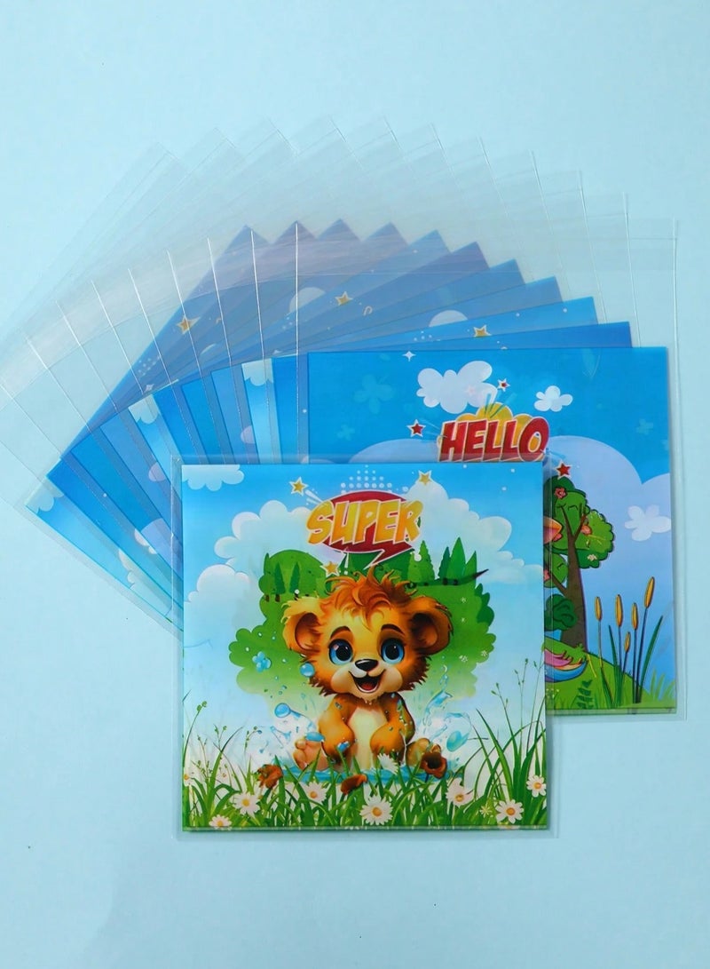 50 Pieces Cookie Packaging Bags with Jungle Animal Design Suitable for Children and Gift and Sweet Distribution, Tightly Resealable, Various Shapes and Designs - Image 1