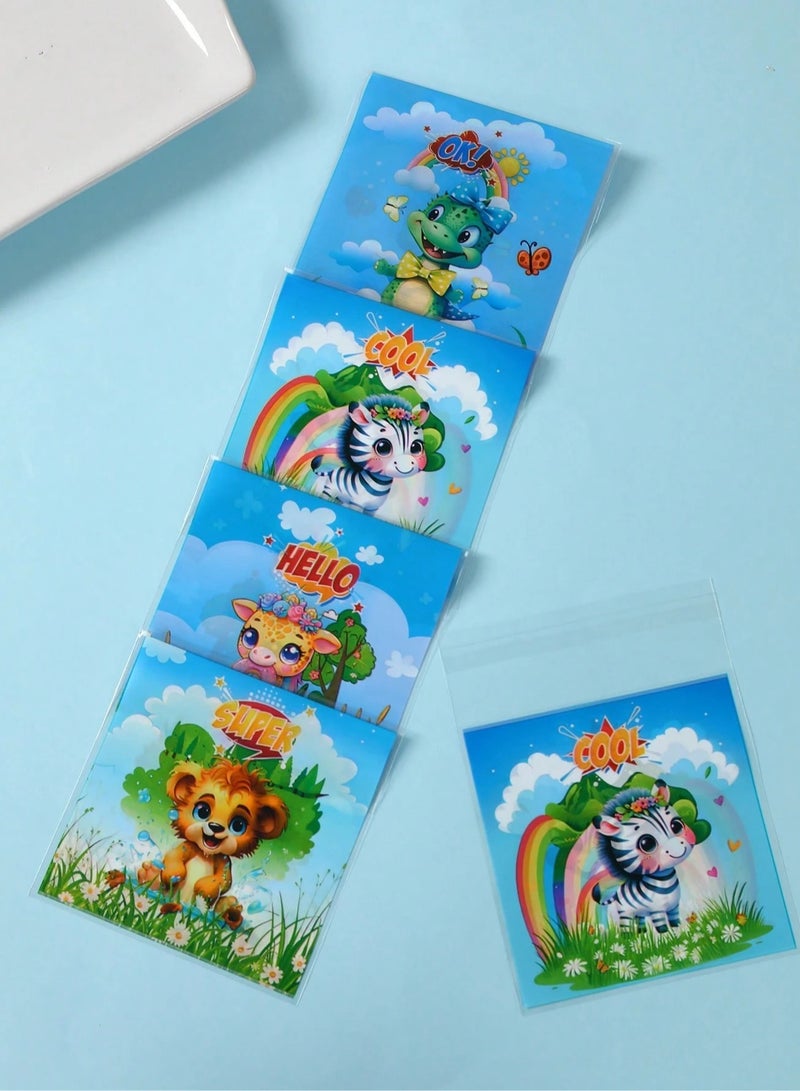 50 Pieces Cookie Packaging Bags with Jungle Animal Design Suitable for Children and Gift and Sweet Distribution, Tightly Resealable, Various Shapes and Designs - Image 4
