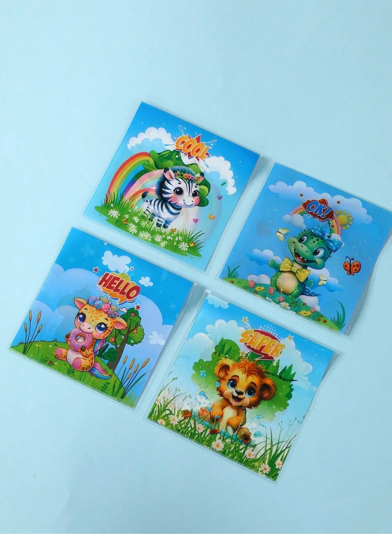 50 Pieces Cookie Packaging Bags with Jungle Animal Design Suitable for Children and Gift and Sweet Distribution, Tightly Resealable, Various Shapes and Designs - Image 3
