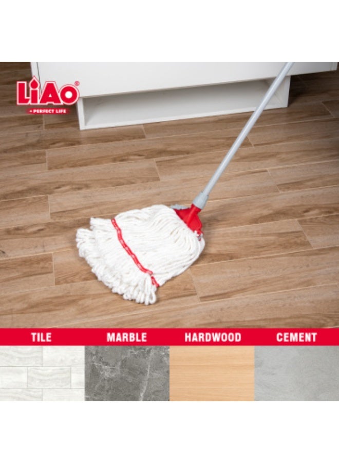LIAO A130059 Cotton Water Mop with 128 cm Metal Handle, Pack of 3, Durable Floor Cleaning Mops for Home & Commercial Use, Highly Absorbent, Heavy Duty, Ideal for Wet Mopping, Multi-Purpose Cleaning - Image 5