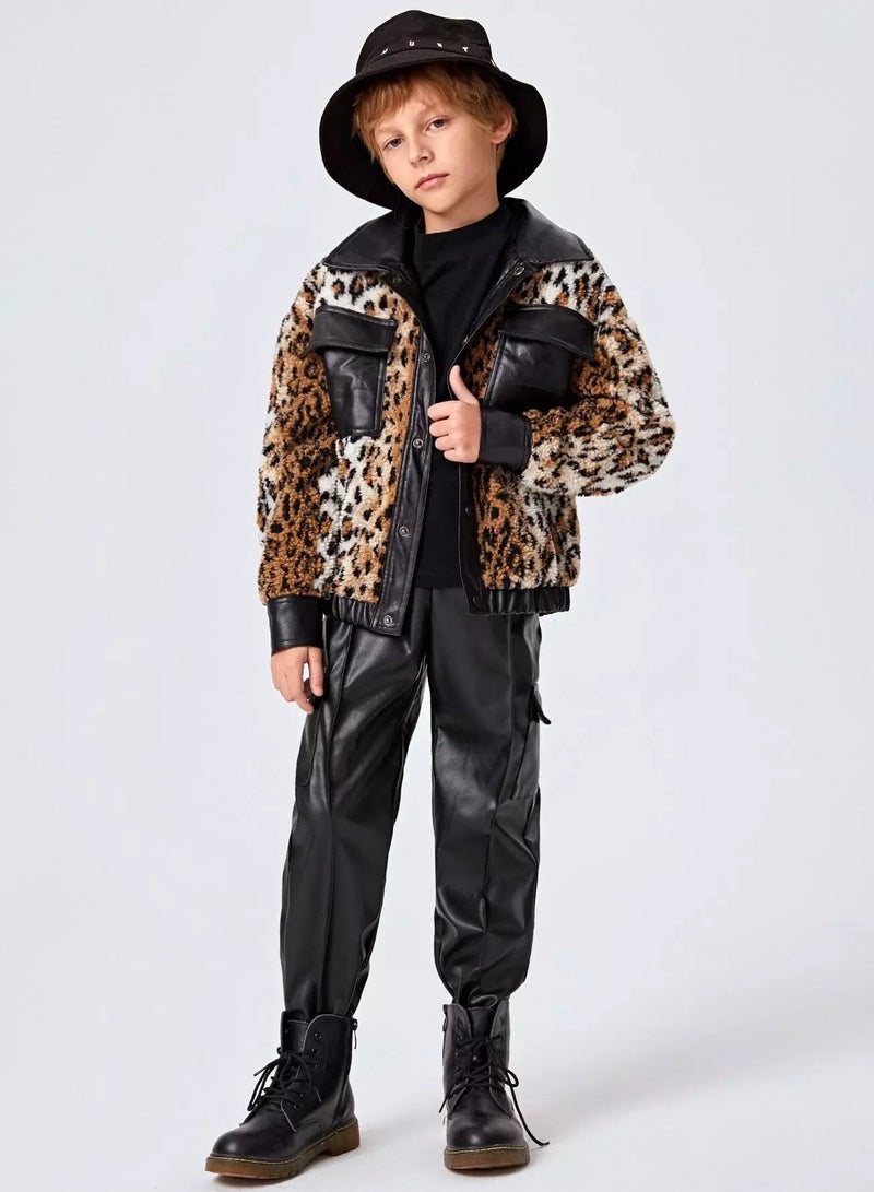 Boys PU Leather Cargo Pants - Image 4