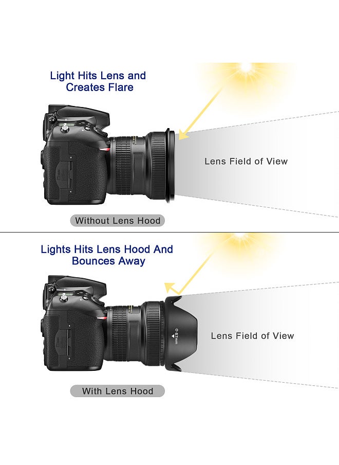 Generic - 67mm Lens Hood Set with Tulip Flower Lens Hood + Collapsible Rubber Lens Hood + Lens Cleaning Cloth Replacement - Image 1