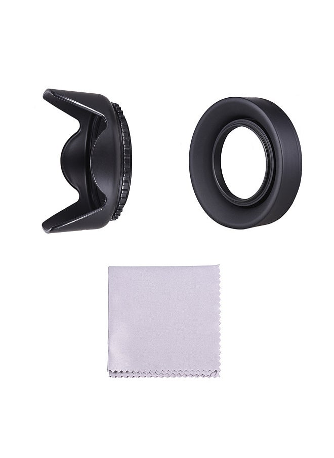 Generic - 67mm Lens Hood Set with Tulip Flower Lens Hood + Collapsible Rubber Lens Hood + Lens Cleaning Cloth Replacement - Image 1