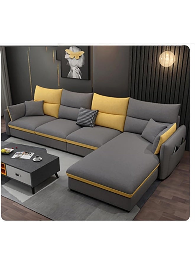 Classic Faux Leather Sleeper Sofa with Accent for Living Room and Bedroom (Left, Earthy Grey)