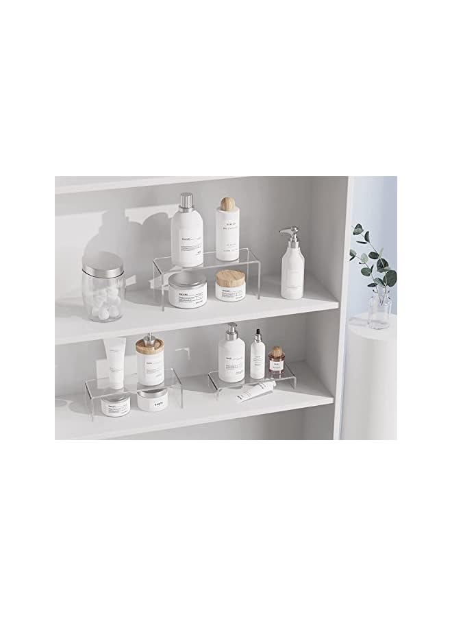 The Bros Acrylic Display Risers Stands Clear Riser Shelf for Display, 3 Step Showcase Stand, Perfume Organizer, Cupcake Dessert Stand for Party Events Display(2 Sets) - Image 5