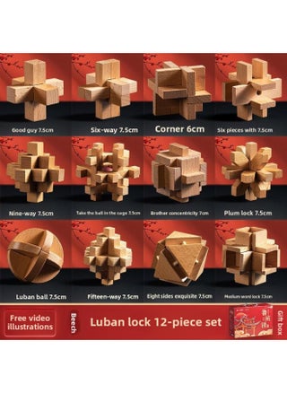 Luban Lock Kongming Lock Beech Wood Unlock Unleash Unleash Children's Educational Assembled Building Blocks Toys For Boys And Elementary School Students Cheap-Color:[selected Goodies] Gift Box Set Of 12 Pieces - pzsku/Z4EC43FFF9D52F9DBE950Z/45/1745399539/8c6fbb26-740e-473b-8d4d-69e02c53f8ef