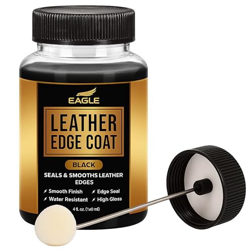 Eagle Black Leather Edge Coat for Leather Edges with Built-in Applicator for Purses, Belts, Shoes, Couches – Flexible, Water-Resistant Finish – Edge Sealer & Restorer (4oz) - Image 1