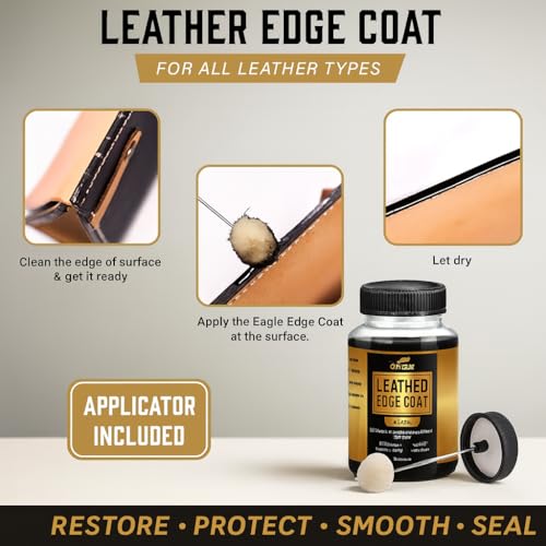 Eagle Black Leather Edge Coat for Leather Edges with Built-in Applicator for Purses, Belts, Shoes, Couches – Flexible, Water-Resistant Finish – Edge Sealer & Restorer (4oz) - Image 5
