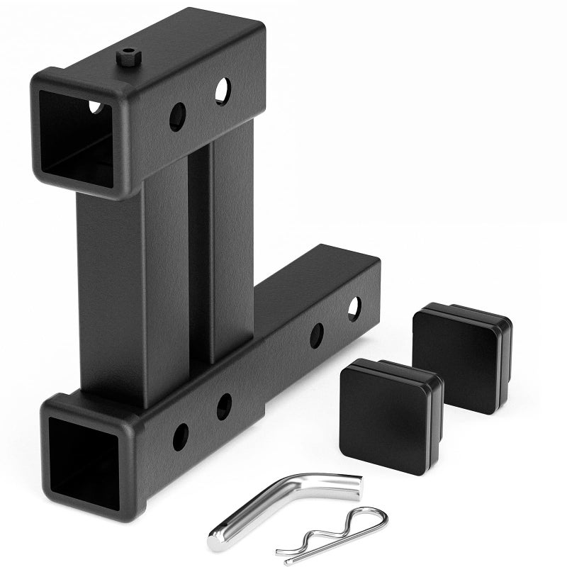 YZONA Tow Hitch 2 Inch, Dual Hitch Extender, Drop-Rise Trailer Hitch Adapter Extension, 4000 LBS Capacity Double Receiver Extender Fits Standard 2" Class III & IV Receivers for Cargo Carrier Bike - Image 1