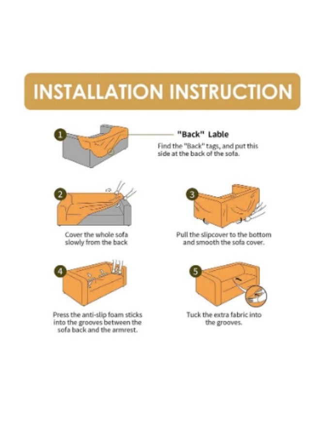 ميكسد الأصفر مجموعة كاملة من أربعة مقاعد أريكة مرنة ، غير زلة حقيبة ، مجموعة أريكة مرنة ، أريكة منشفة - Image 3