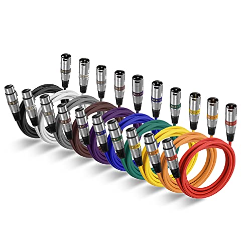 EBXYA XLR Cable 3ft 10 Color Packs- XLR Male to Female, Microphone Stage Patch Cords - Image 1