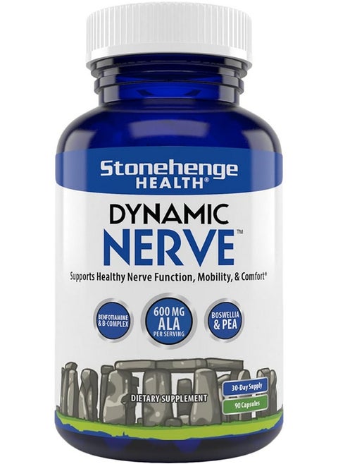 Stonehenge Health Dynamic Nerve Supplement - Supports Nerve Function in Fingers, Toes, Hands, and Feet with Alpha Lipoic Acid ALA, Benfotiamine, Pea, Robust B Complex, Boswellia