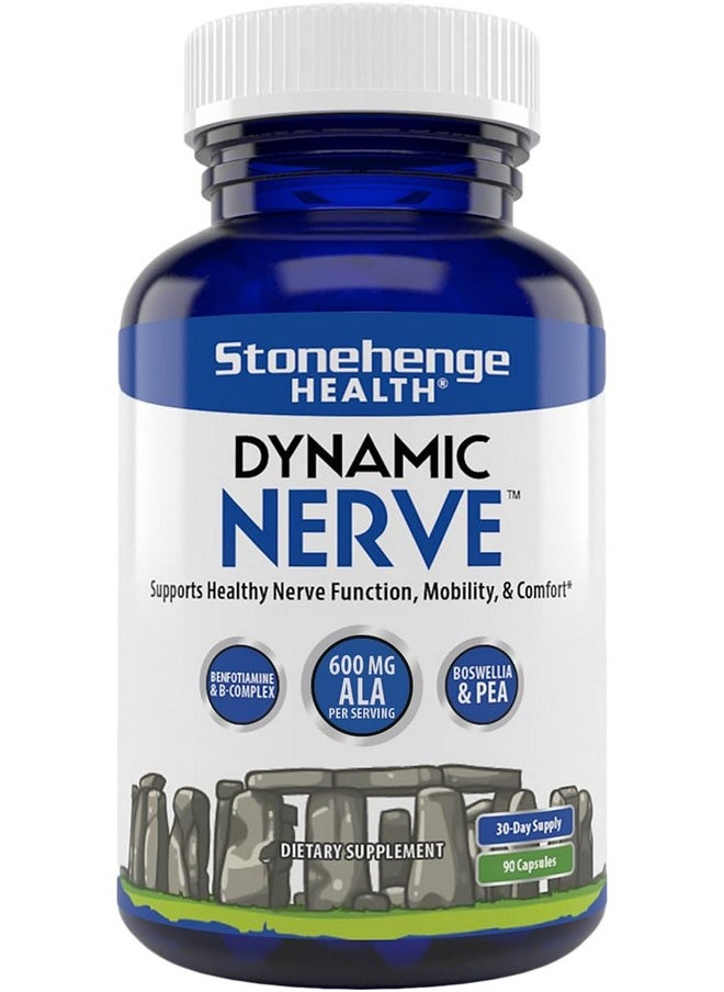 Stonehenge Health Stonehenge Health Dynamic Nerve Supplement - Supports Nerve Function in Fingers, Toes, Hands, and Feet with Alpha Lipoic Acid ALA, Benfotiamine, Pea, Robust B Complex, Boswellia  - Image 1