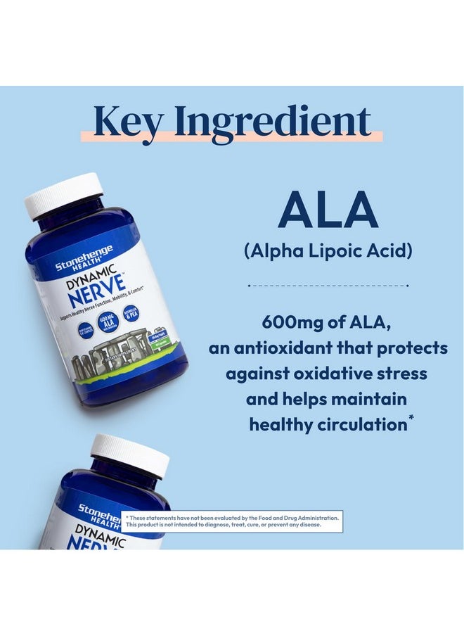 Stonehenge Health Stonehenge Health Dynamic Nerve Supplement - Supports Nerve Function in Fingers, Toes, Hands, and Feet with Alpha Lipoic Acid ALA, Benfotiamine, Pea, Robust B Complex, Boswellia  - Image 2