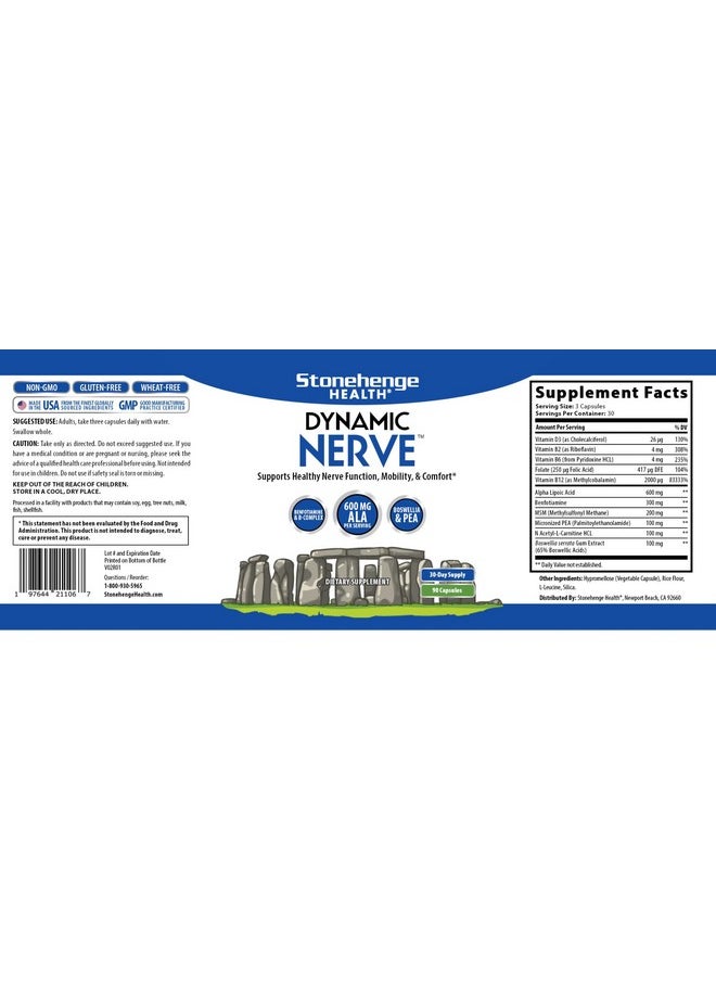 Stonehenge Health Stonehenge Health Dynamic Nerve Supplement - Supports Nerve Function in Fingers, Toes, Hands, and Feet with Alpha Lipoic Acid ALA, Benfotiamine, Pea, Robust B Complex, Boswellia  - Image 5