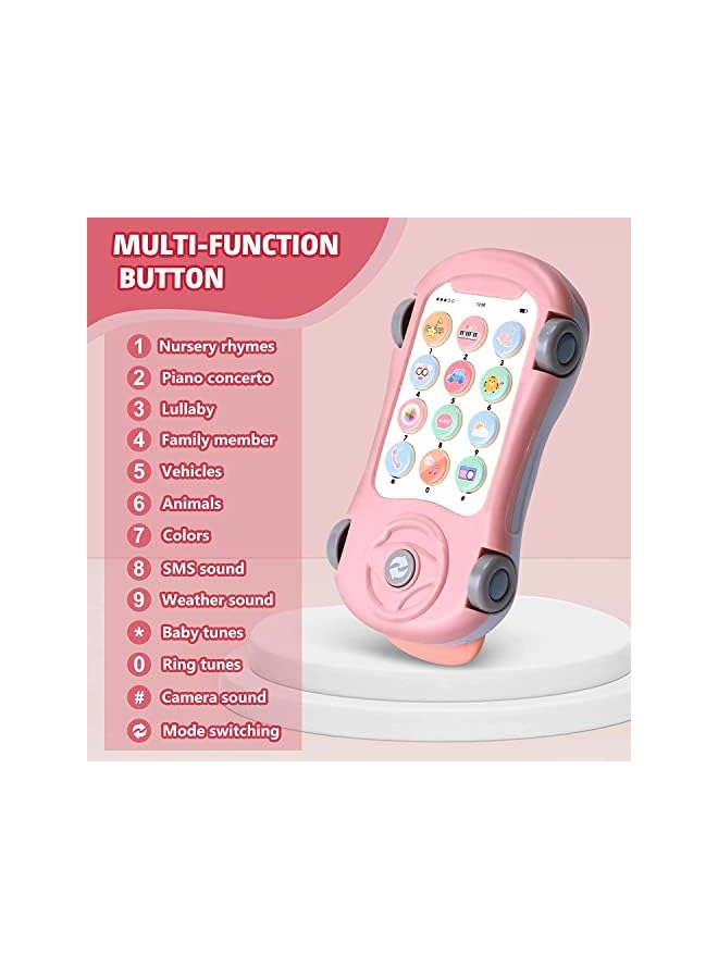 لعبة هاتف محمول للأطفال بعمر سنة، لعبة سيارة متعددة الوظائف مع موسيقى، جهاز عرض نجوم، هاتف تخيلي للأطفال لتعلم الاتصال والدردشة، لعبة تعليمية مبكرة لهاتف للأطفال من 1 إلى 3 سنوات للبنات والأولاد. - Image 4