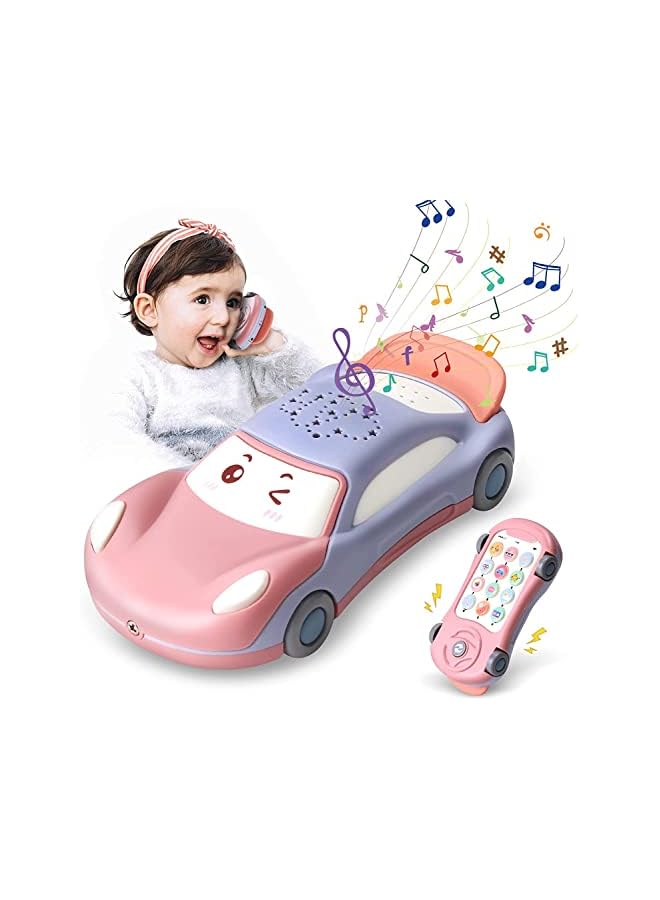لعبة هاتف محمول للأطفال بعمر سنة، لعبة سيارة متعددة الوظائف مع موسيقى، جهاز عرض نجوم، هاتف تخيلي للأطفال لتعلم الاتصال والدردشة، لعبة تعليمية مبكرة لهاتف للأطفال من 1 إلى 3 سنوات للبنات والأولاد. - Image 1