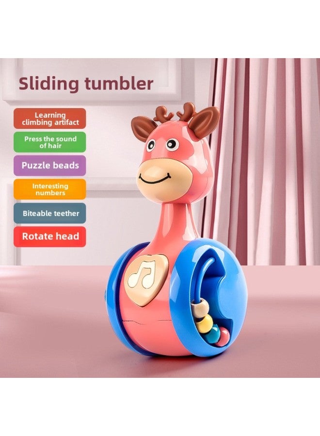 Sliding Deer Tumbler Baby Soothing Puzzle Early Education 0-3 Years Old Baby Learning Crawling Children's Toys Wholesale-Color:Pink Deer  - Image 1