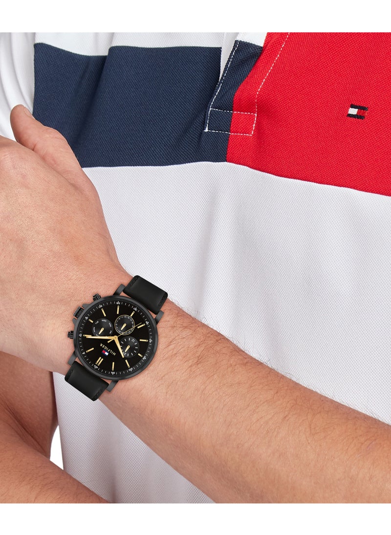 TOMMY HILFIGER - Round Analog Men's Black Case Watch - 1792144 - Image 1