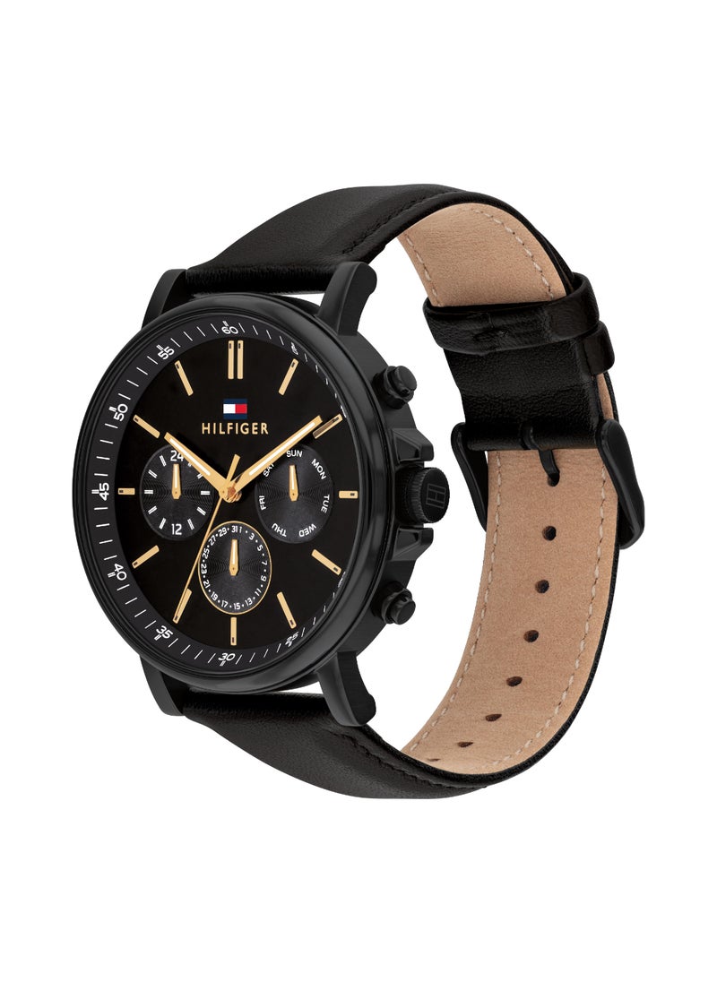 TOMMY HILFIGER - Round Analog Men's Black Case Watch - 1792144 - Image 1