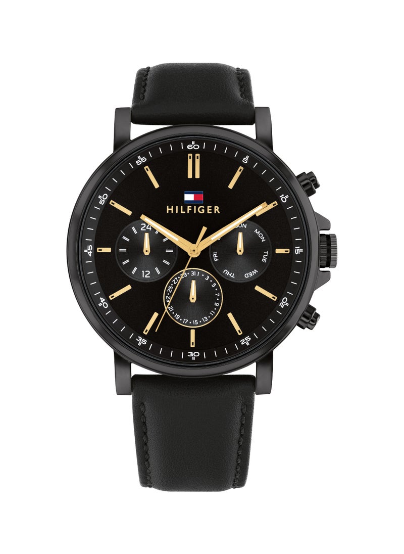 TOMMY HILFIGER - Round Analog Men's Black Case Watch - 1792144 - Image 1