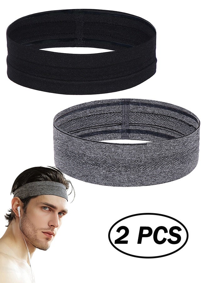 Generic 2PCS Non Slip Fashion Sports Hair Bands, Soft Cotton Fabric Stretch Headbands for Man Women for Exercise, Yoga and Running  - Image 1
