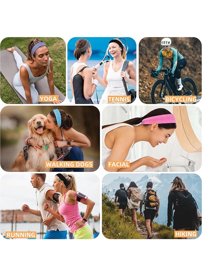 Generic 2PCS Non Slip Fashion Sports Hair Bands, Soft Cotton Fabric Stretch Headbands for Man Women for Exercise, Yoga and Running  - Image 4