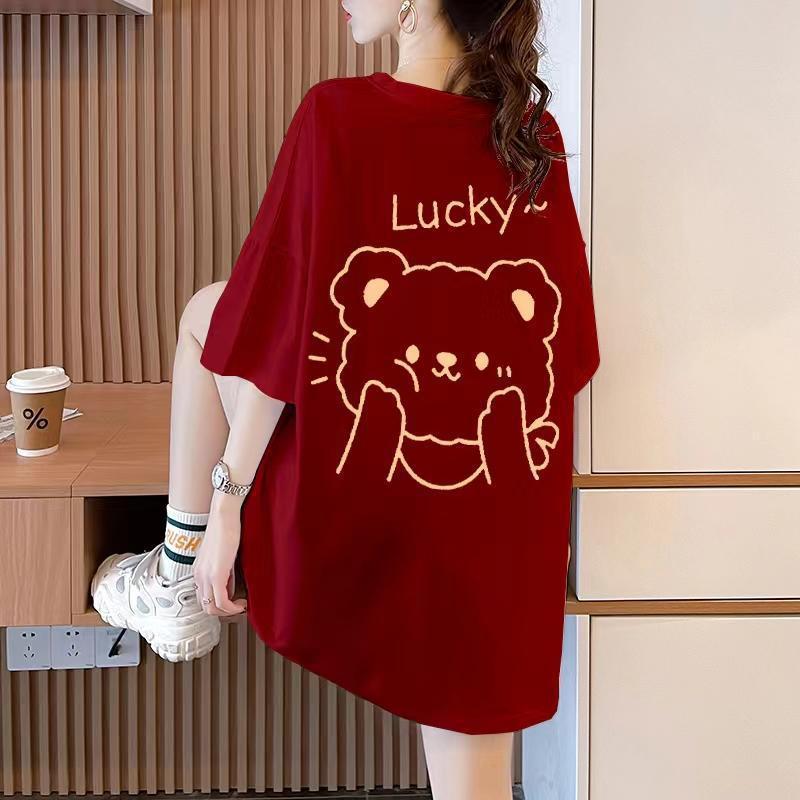 Plus Size 1.00 Kg-150.00 Kg Chubby Girl Summer Loose Cartoon Printed Short-Sleeved T-Shirt Niche Casual Fashion Mid-Length Top - Image 4