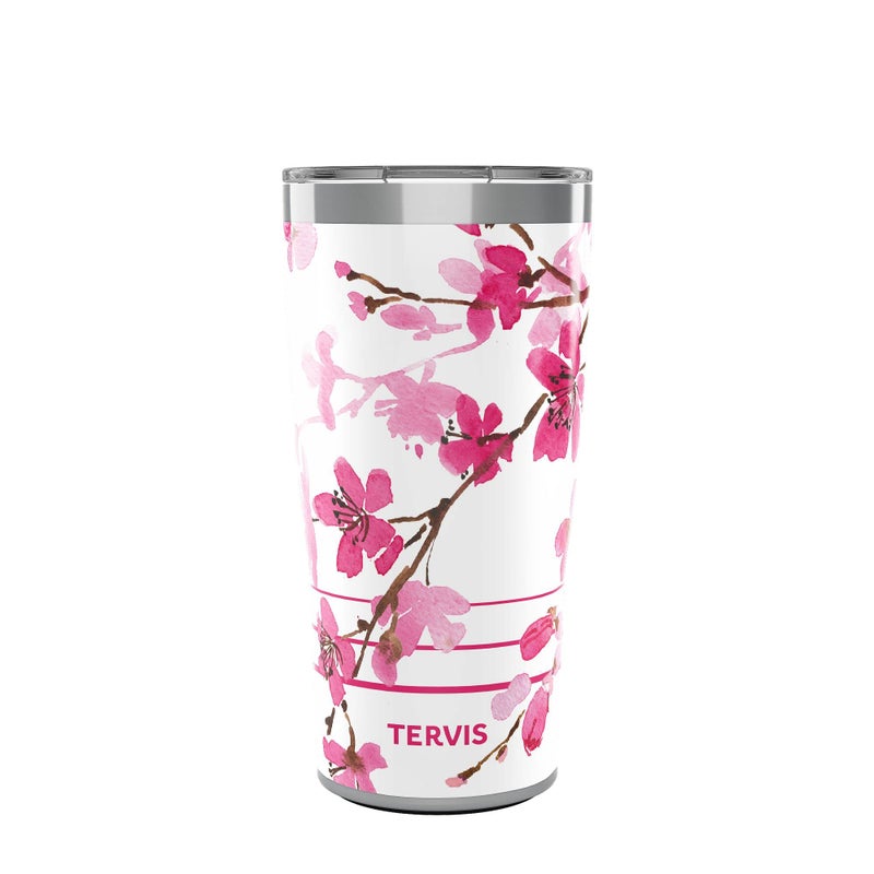 Tervis Traveler Sakura Japanese Cherry Blossom Triple Insulated Tumbler Travel Cup Keeps Drinks Cold  Hot 20oz Stainless Steel