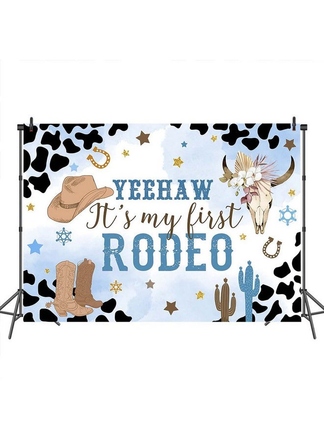 Mocsicka Cowboy Happy 1St Birthday Backdrop For Boys Blue Western Cowboy Birthday Party Decorations Vinyl Mexican Cactus This Is My First Rodeo Photo Backdround Props (Blue 7X5Ft)  - Image 4