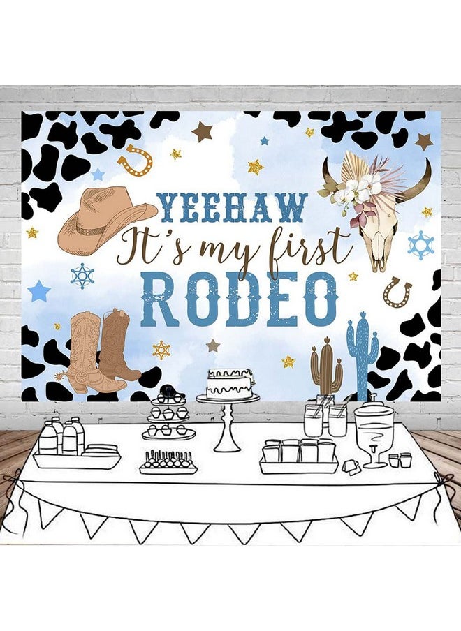 Mocsicka Cowboy Happy 1St Birthday Backdrop For Boys Blue Western Cowboy Birthday Party Decorations Vinyl Mexican Cactus This Is My First Rodeo Photo Backdround Props (Blue 7X5Ft)  - Image 3