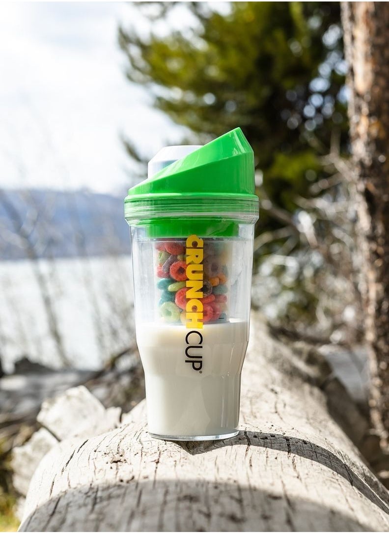 CrunchCup - Green- CrunchCup - A portable cereal cup with no spoon, no bowl, it's cereal on the go. - Image 1