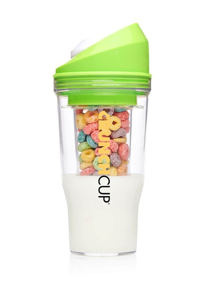 CrunchCup - Green- CrunchCup - A portable cereal cup with no spoon, no bowl, it's cereal on the go. - Image 1