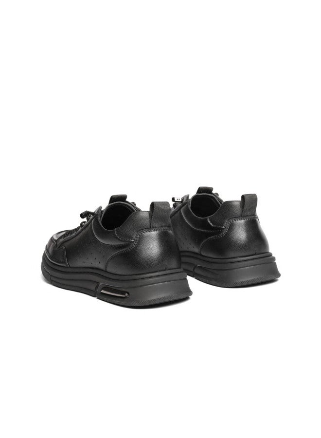 Belle Breathable Perforated White Sneakers For Men, Summer Cowhide Slip-on Casual Skateboard Shoes A1920 Black-perforated Size 41 - Image 2