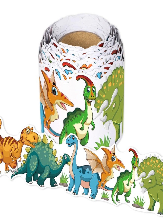 Leezead Dinosaur Bulletin Board Border, 65.6Ft Cute Dinosaur Themed Classroom Border Dinosaur Border Trim Dinosaur Border for Bulletin Board Chalkboard Wall Decor Back to School Party Decor - Image 1