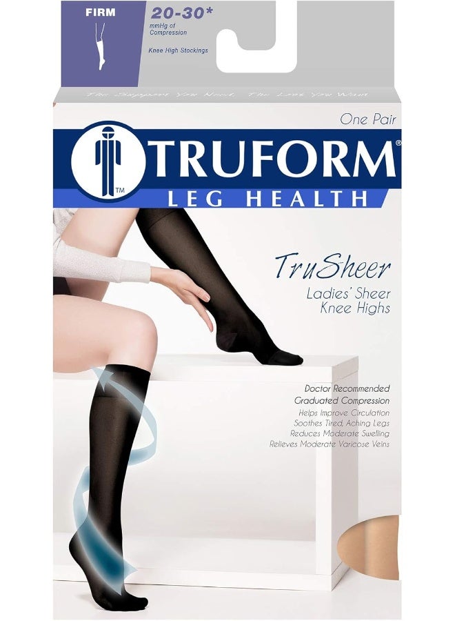 Truform Truform Sheer Compression Stockings, 20-30 mmHg, Women's Thigh High Length, 30 Denier, Beige, Small - Image 5