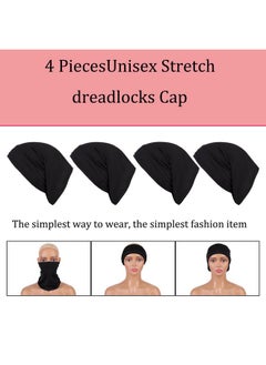 Leeven 4 Pieces Dreadlock Sleep Cap Bands Tubes Elastic Braids Cap Long Hair Dreadlocks Band Wide Headbands For Men And Women Athletic Moisture Wicking Headwear For Sports Workout Yoga Multi Function  - Image 3