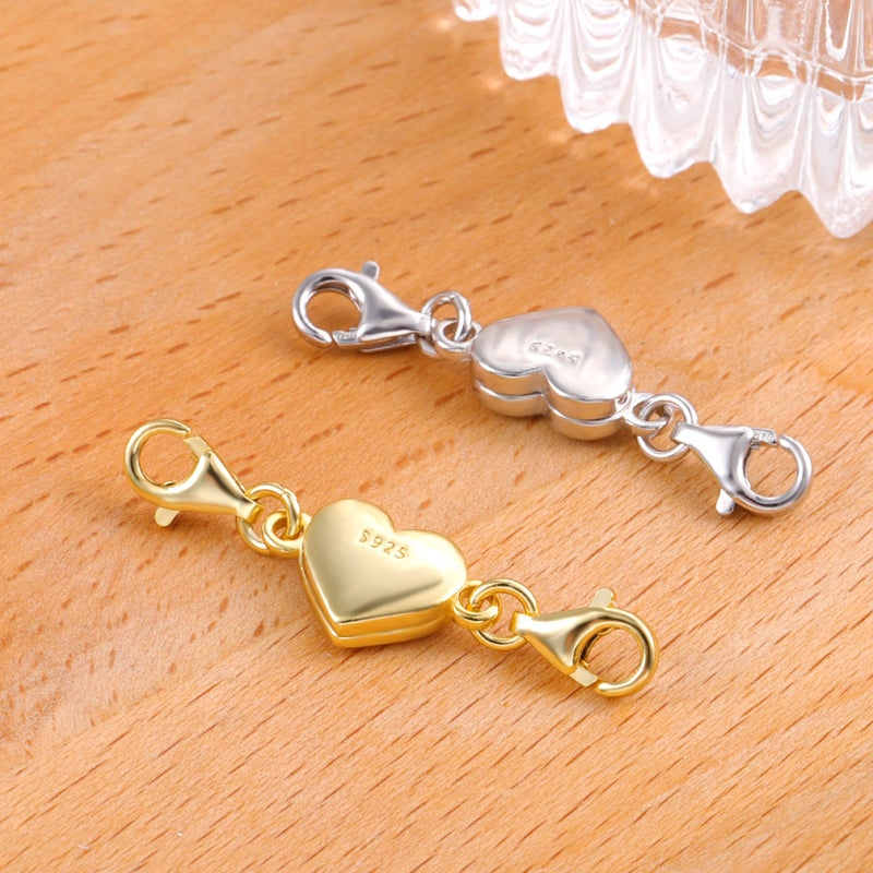 ALEXCRAFT 14K Gold Heart Magnetic Necklace Clasps and Closures 925 Sterling Silver Double Lobster Clasp Magnetic Jewelry Clasps for Necklaces - Image 4