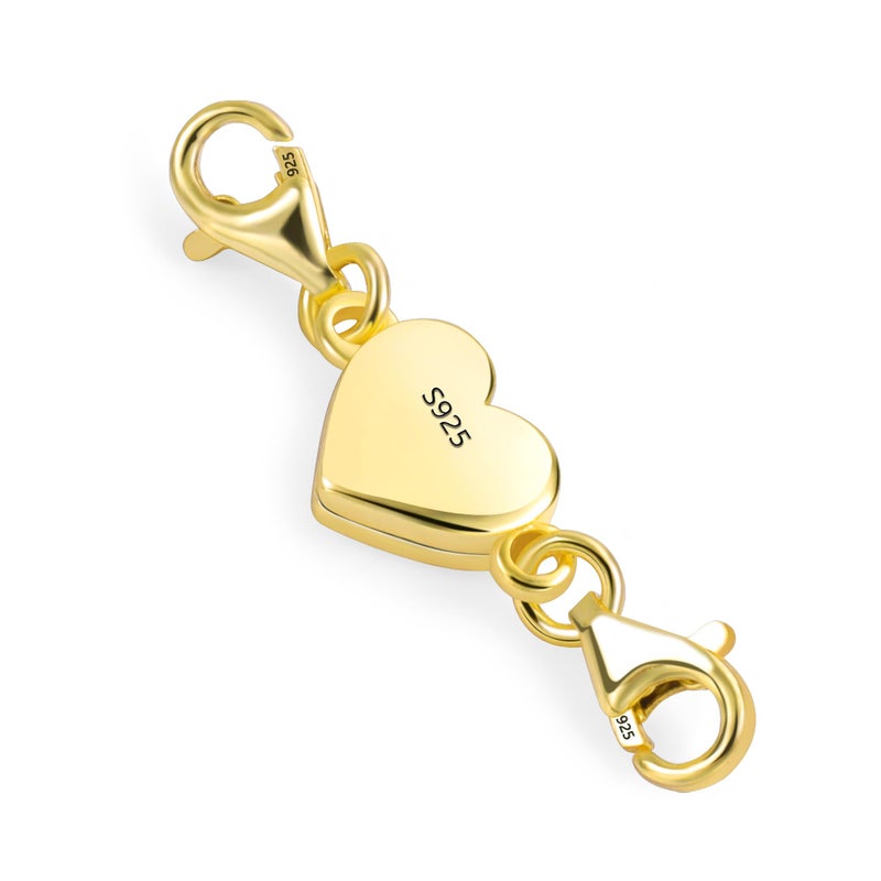 ALEXCRAFT 14K Gold Heart Magnetic Necklace Clasps and Closures 925 Sterling Silver Double Lobster Clasp Magnetic Jewelry Clasps for Necklaces - Image 1
