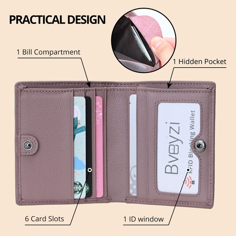 Bveyzi Ultra Slim Small RFID Wallet for Women, Leather Tiny Thin Bifold Pocket Ladies Wallet - Image 3