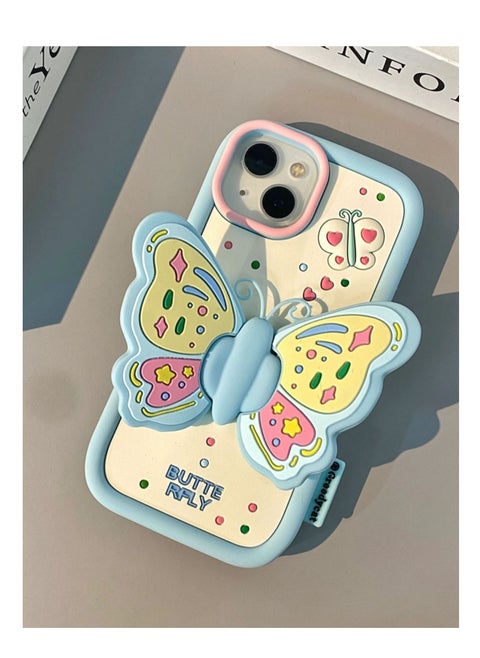 Butterfly wing bracket case suitable for I phone XR mobile phone case girlfriend– Blue