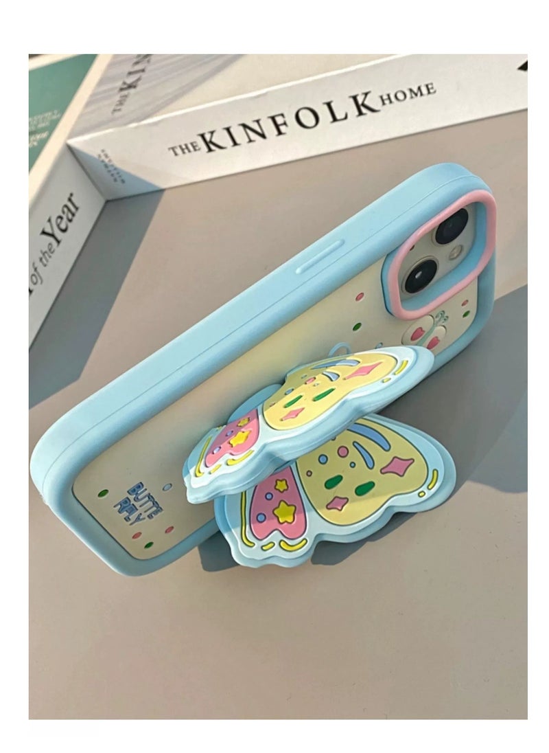 Generic - Butterfly wing bracket case suitable for I phone XR mobile phone case girlfriend– Blue - Image 1