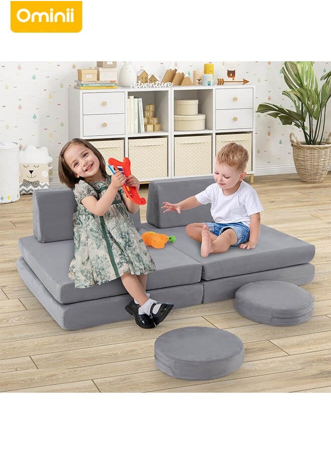 Ominii - 6PCS Foldable Kids' Play Sofa – Multi-Functional & Comfortable Sofa Bed, Durable & Removable Cover, Perfect for Playtime, Reading, and Relaxing – A Must-Have for Families This Ramadan - Image 1
