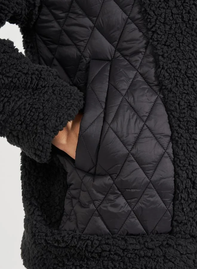 Styli Regular Fit Mixed Fabric Bomber Jacket