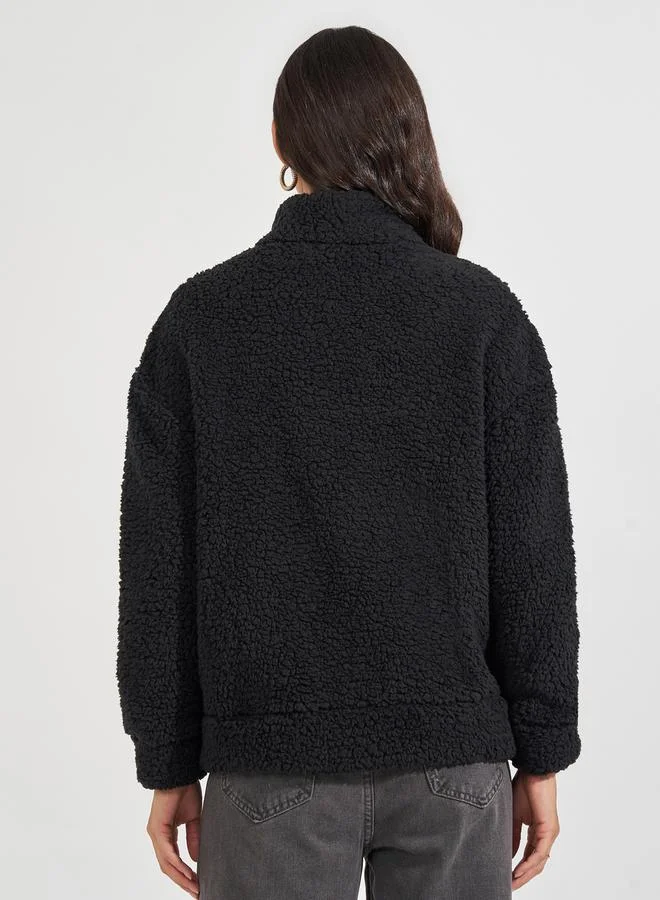 Styli Regular Fit Mixed Fabric Bomber Jacket